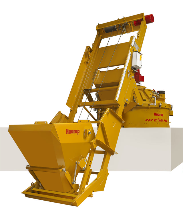 Product photo of a skip hoist including the hoist bucket.