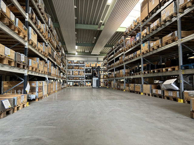 Shelves in our inventory full of spare and wear parts.