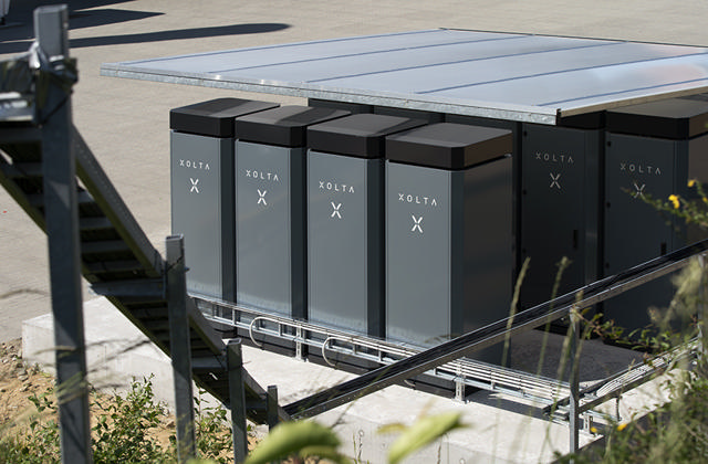 Xolta battery system for storing excess electricity placed under a canopy.