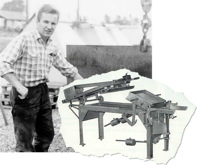 The founder of Haarup Ole Christensen with his paving machine.